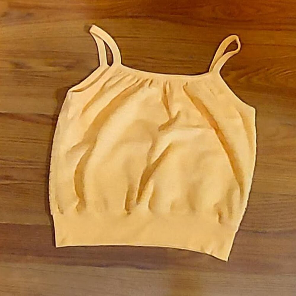 Cecily Womans Yellow Summer Top Sz S Pullover with straps Beach Casual